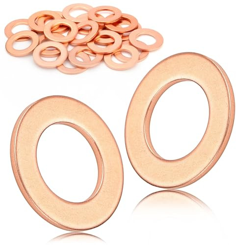 Mbsomnus Arandelas de cobre M16 x 22 mm, arandelas de tapón de sumidero, 15 piezas de anillos de sellado de cobre, junta plana para accesorios de combustible, conexión de línea de aceite