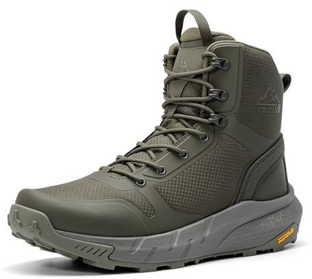 NORTIV 8 Men's Military Tactical Boot Lightweight Comfortable Boots for Work All Day Side Zipper Motorcycle Combat Hiking Boots Metrostrike(8-9 Inches),Size 10.5,Army Green