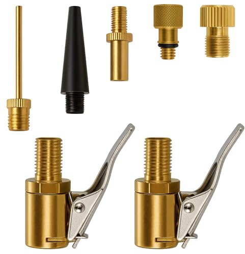 kelav Adaptador Valvula Bicicleta 2 Piezas, Boquilla Inflador Neumaticos Latón, Adaptador Valvula Presta Enhebrado, Para Neumáticos de Coche, Bicicletas y Pelotas