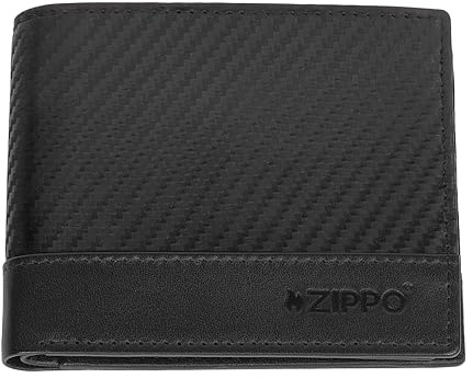 Zippo Geldbörse – Leder – Schwarz – Portemonnaie für Damen und Herren – Portmonee mit RFID-Schutz – Carbon-Optik mit Münzfach