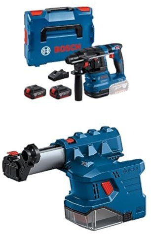 Bosch Professional martillo perforador a batería GBH 18V-22 (con SDS plus, incl. 2 baterías de 4,0 Ah, cargador GAL 18V-40, L-BOXX) + Bosch Professional colector de polvo GDE 18V-12 para martillo