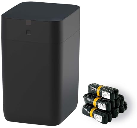 Airdeer Automatic Trash Can, 4 Gallon Self Sealing and Self-Changing Smart Trash Can Motion Sensor, Touchless Garbage can with lid for Kitchen Bathroom Bedroom, 6 Refill Rings(A1, Black)