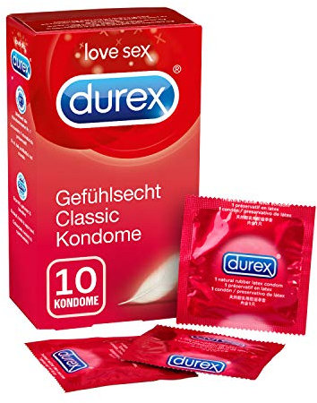 Durex Gefühlsecht Kondome, hauchzartes Kondom für intensives Empfinden, 1 x 10 Stück