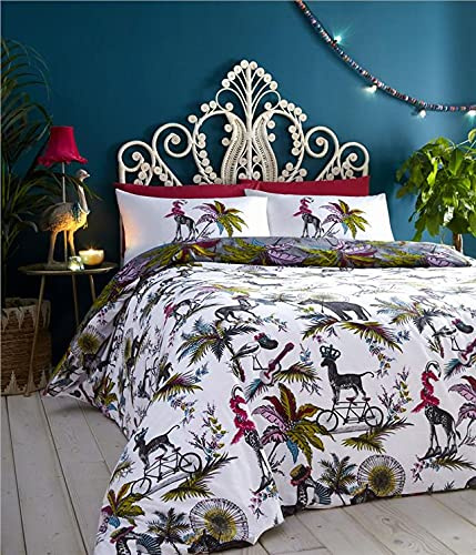 HOMEMAKER BEDDING ® Duvet Set Exotic Ferns Palms Quilt Cover Bed Set Reversible Design (King)