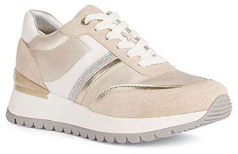 Geox Baskets D Desya pour Femme, Lt Gold Lt Taupe, 40 EU