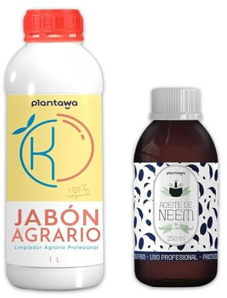 PLANTAWA Jabón Potásico 1L + Aceite de Neem 250ml | Solución Multiusos | Formato Práctico | Compatible y Versátil | Aplicación Sencilla | Producto de Origen Natural
