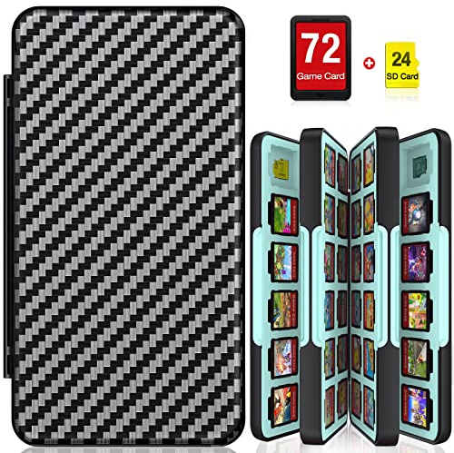 CYKOARMOR Game Card Case Holder for Nitendo Switch/Switch 2(2025) - Hard Shell Portable Cartridge Case with 72 Game Slots & 24 Micro SD Card Slots, Protective Organizer Traveler, Blue Black