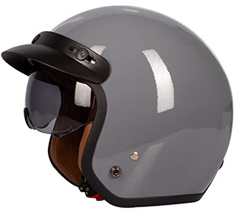 Ever TA Motorrad Jethelm Herren Damen, Motorradhelm Für Moped Mofa Cruiser Scooter Halb Offener Motorradhelm, Halbschalenhelm Mit Visier, Retro Helm Halber DOT/ECE-Zugelassen