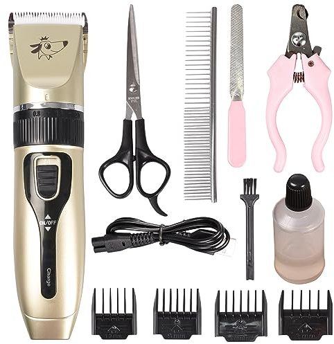 True Face Dog Grooming Kit Pet Clippers for Dogs Low Noise Clipper Rechargeable Cordless Pet Clipper Dogs Hair Trimmer Electric Shaver for Dogs Cats