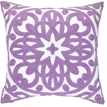 Alysheer Funda de Almohada Decorativa Bordada de 20 x 20 Pulgadas, patrón de Bordado Grueso Moderno de Mandala Bohemio, Funda de cojín Suave de Lona de algodón Duradera para sofá, Cama, Sala de Estar