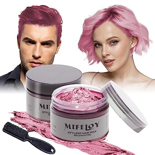 2 teintures temporaires 1 brosse cire coiffante pour homme crème instantanée pour cheveux crème naturelle Cosplay halloween (rosa)