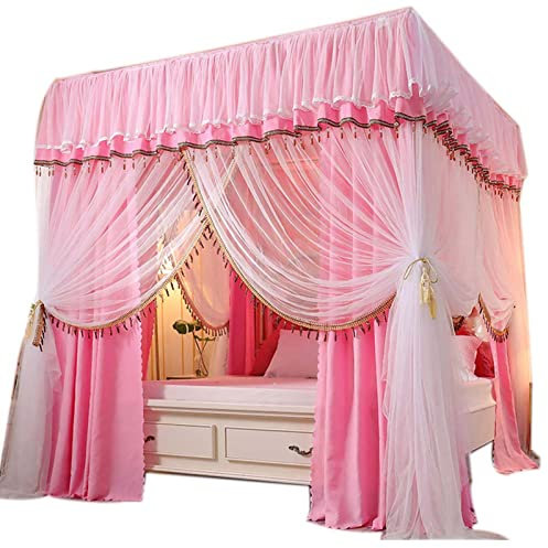 Doppellagiger Betthimmel, 2-in-1-Prinzessin, Vier-Eckpfosten-Bettvorhang mit Halterung, für Kinder, Geschenk, Zuhause, Schlafzimmer, Dekoration, Verdunkelungsbettvorhang, Moskitonetz