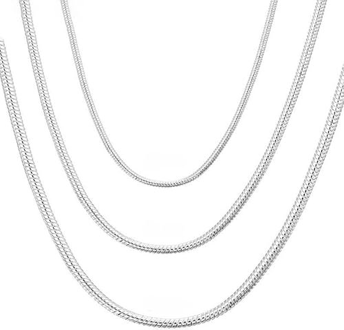 Gicko Schlangenkette Silber 925 - Stärke in 1,2,3 mm - Silberketten in Verschiedenen Längen : 40,45,50,55,60 cm Halskette für Damen & Herren (40, Stärke 2mm)