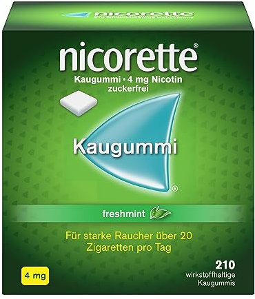 NICORETTE Kaugummi 4mg freshmint – Nikotinkaugummi zur Raucherentwöhnung – Minzgeschmack –mit 4mg Nikotin – Rauchen aufhören - 1x210 St.