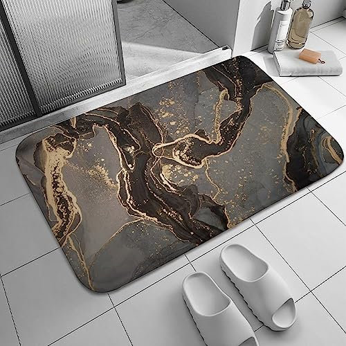 Badezimmerteppiche, luxuriös, schwarz, grau, goldfarben, marmoriert, rutschfest, Badematte, waschbar, für den Innenbereich, Fußmatte, Küchenteppiche, Läufer, Teppich für Badezimmer, Zuhause, Büro, W