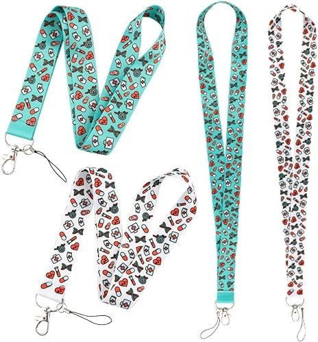 BIVOFU 2 X Id Lanyards, Lanyard Cute Pattern, Strap Badge Lanyards, Lanyard with Key Chain, Umhängeband Mit Schlüsselbund, Stilvolles Lanyard Mit Sicherem Clip Und Sanitärinstrument Design