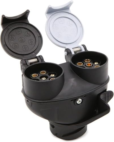 2 In 1 Trailer Adapter, 2 In 1 Trailer Connector, 13 to 7 Pin Caravan Electric Trailer Connector Towbar Towing Socket (UK Plug)