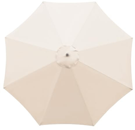 Plcnn Copertura di ricambio per ombrellone da giardino da 3 m di spessore, resistente, con 6 stecche, tenda parasole da esterno, beige (8 stecche)