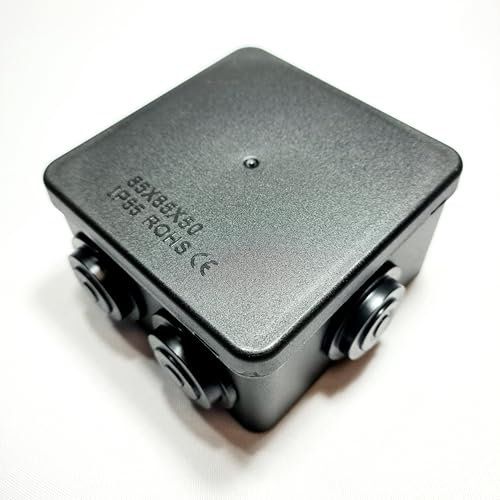 IP55 Waterproof Electric Junction Box – 85x85x50mm Black ABS Enclosure – Weatherproof, Dustproof, Shockproof Cable Connector for Outdoor & Indoor Use