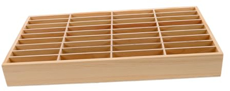 OSALADI Wooden Desktop Cell Phone Holder with 36 Grids, Multi-compartment Layout for Organizing Desk and Scratch Prevention, Beige Storage Box Suitable for Office and Desktop Use