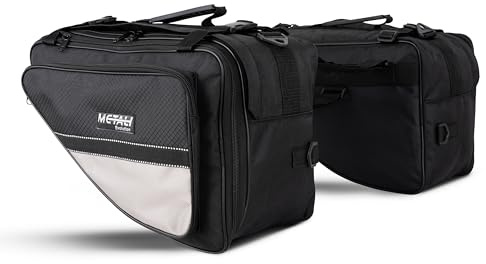 Premium Motorcycle Saddlebags – Throw-Over Panniers, Weather-Resistant Touring Seat/Tail Bags with Waterproof Rain Cover, 58L Capacity (29L×2), Motorbike Travel Luggage, D-Design – 1 Pair