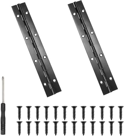 Piano Hinge, Black Cabinet Hinges for Wood with Screws and Mini Screwdriver, Heavy Duty Piano Hinges for Cabinet Door Repair, Window Installation, Boat Hardware Replacement