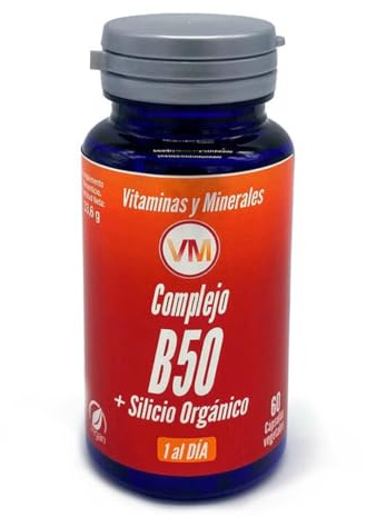 Complejo B50 con Silicio Orgánico – 60 Cápsulas Veganas | Vitaminas del Grupo B | Sin Gluten | 1 al Día | Fórmula Avanzada