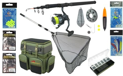 Roddarch Sea Fishing Kit | Rod, Reel, Seat Box & Net | Complete Beginner Set