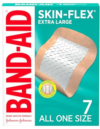 BAND-AID Brand Skin-Flex Adhesive Bandages for First Aid and Wound Care of Minor Cuts and Scrapes & Burns, Flexible Sterile Bandages for Fingers & Knees, Extra Large, All One Size, 7 ct