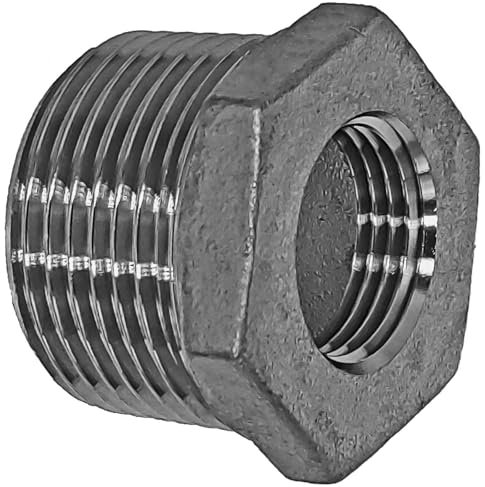 MegaHaustechnik Reduzier Stück aus V4A Edelstahl Außengewinde AG 2 x 1 Zoll Innengewinde IG reduziert Gewinde Fitting Trinkwasser geeignet Reduzierung Verbinder Verschraubung Rohr Adapter