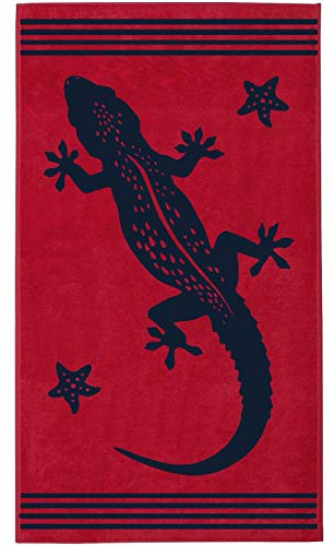 Delindo Lifestyle® Toalla de Playa Tropical GECO Rojo, 100% algodón, Hecho de algodón Egipcio, 100x180 cm Grandes