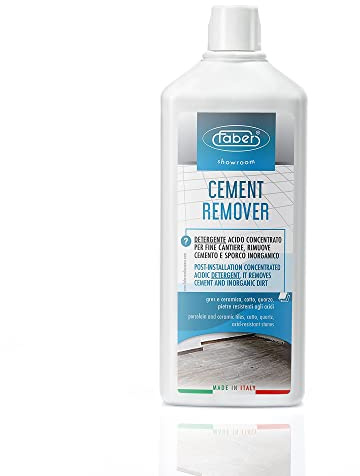 FABER Cement Remover for Tiles – Fast Acting Grout Haze Remover - Cement and Concrete Dissolver – 1 Liter Liquid - ECO Formula, Gentle Scent - Solvent Adhesives Remover & Efflorescence Remover