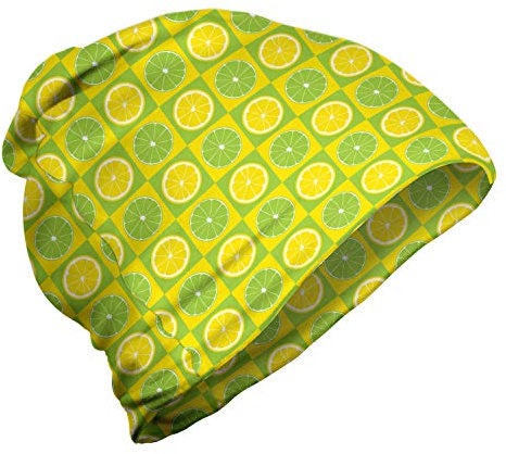 ABAKUHAUS Lime Green Unisex Beanie, Lemon Lime Pop-Art, Wandern im Freien, Gelb Lindgrün