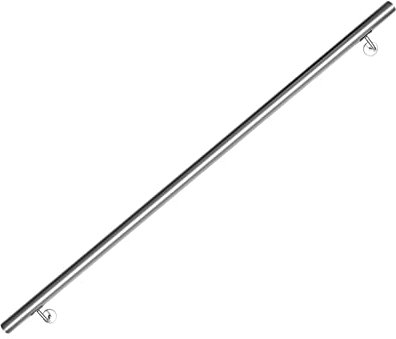 Lospitch Barandilla para escaleras, de acero inoxidable, pasamanos de pared, para interior y exterior, incluye soporte de pared y tapas finales, 150 cm