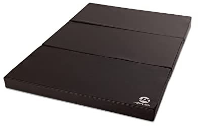 Jeflex - schwarze klappbare Weichbodenmatte & Turnmatte 150 x 100 x 8 cm MADE IN GERMANY/faltbare Gymnastikmatte/platzsparende Fitnessmatte & faltbare Yogamatte/dicke Sportmatte für Kinderzimmer