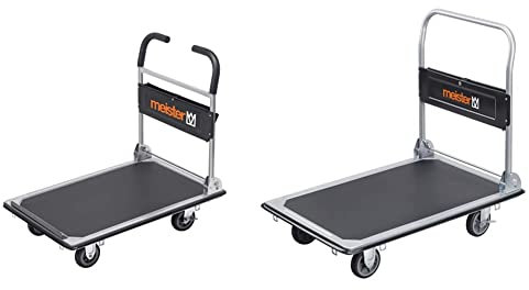 Meister Plattformwagen Cut-Off - Klappbar - Bis 300 kg Tragkraft -8985630 & Plattformwagen - Klappbar - Bis 300 kg Tragkraft - Feststellbremse/Transporthilfe mit Lenkrollen 8985540