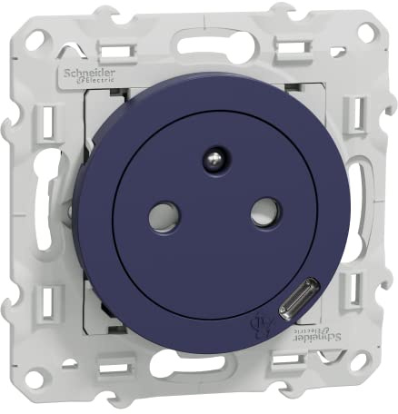 Schneider Electric - Odace - Prise affleurante + usb C10,5W - cobalt - S550089