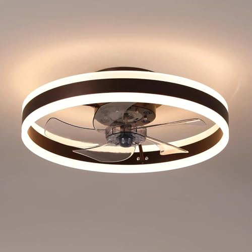 MOSSCO Ventilateur de Plafond Silencieux avec Lumiere et Telecommande，Ventilateur Plafond 50 cm, 6 vitesses et vent Réversible，LED dimmable, 3 Températures de Couleur en Option