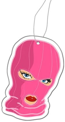 Set di 2 mascherine da sci rosa con albero profumato e deodorante per auto, divertente, per auto, per auto