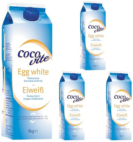 Liquid Egg Whites Pasteurised Liquid 1KG / 1 Litre Eggs White Protein by Pure Source Nutrition (4 x 1KG)