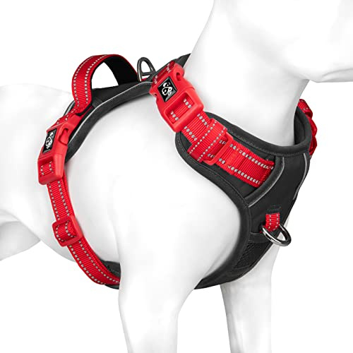 PHOEPET hundsele små hundar, anti-drag-justerbar, svart S | No Pull & helt justerbar, 2 D-ringar, snabbförslutande spänne, andningsbar stoppning, reflekterande, med handtag
