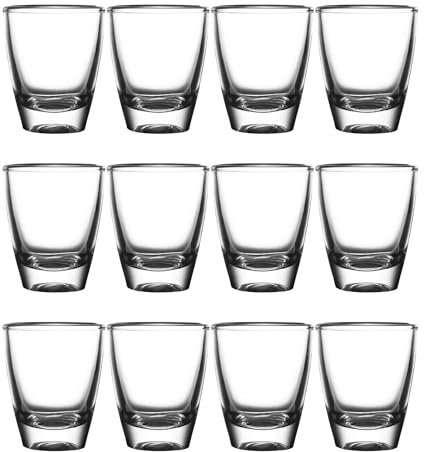 Yitobici Schnapsgläser,30ml Tequila Shotgläser Set, Robuste Shotgläser aus Glas, Shot Gläser für Tequila, Wodka, Ouzo, Likör (35ml-12 Pack)