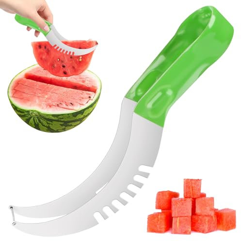 Wassermelonen Schneider, 2024 Neu Watermelon Melonenschneider, Melonenschneider aus Edelstahl, Safe Obstschneider, Küchenhelfer Melonenmesser für Wassermelone Papaya Cantaloupe (A)
