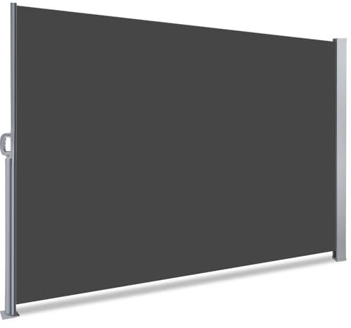 VOUNOT® Tenda Paravento Laterale, per Balcone, Esterno e Terrazzo, Riavvolgibile, Antivento, Protezione Privacy, Protezione Solare, 180 x 300cm, Grigio Scuro