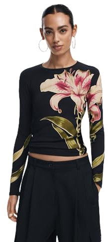 Desigual Damen 25SWTKX4 T-Shirt, Black, S