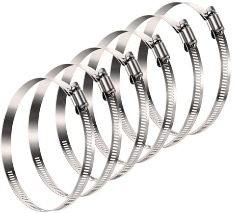LOOTICH Abrazaderas de Conductos de Acero Inoxidable Ø 91-114 mm para Tubo Flexible 4 Pulgadas Conducto de Aire de Ventilación Sistemas Abrazaderas de Manguera 6 Piezas