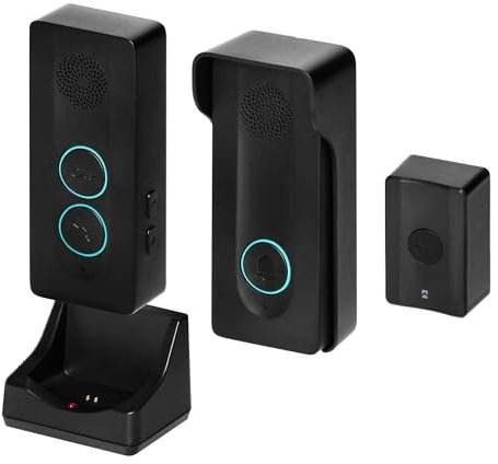 Miratic Sonnette sans Fil Exterieur Etanche Interphone Exterieur avec Pile Rechargable USB-C Carillon sans Fil pour 1 Famille Noir et Parlophone sans Combiné