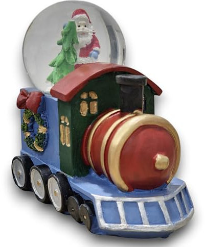 Gerimport Palla di neve Natale Treno con Babbo Natale - Sfera di cristallo con neve decorativa - Ornamenti natalizi originali - Decorazione natalizia 2024-9,5x8,7 cm