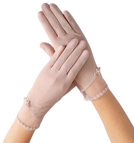 DWE Womens Sun Protection Gloves, Summer Women Driving Gloves Ladies Non Slip Ice Silk Sunblock Gloves Full Finger Touchscreen Gloves Mittens for Cycling Driving Riding