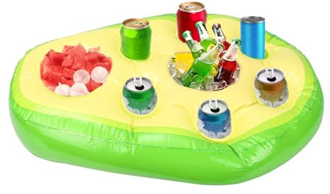 Gosknor Floating Drink Holder for Pool, Funny Avocado Shape Inflatable Floaties Tray Table Bar with 8 Built-in Cup Slots Hot Tub Swimming Pool Accessories for Adults Summer Party